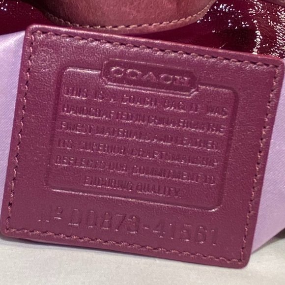 COACH Plum Patent Crinkled Leather Bleecker Hobo Small Y2K Top Handle Bag 41561 - Picture 13 of 16